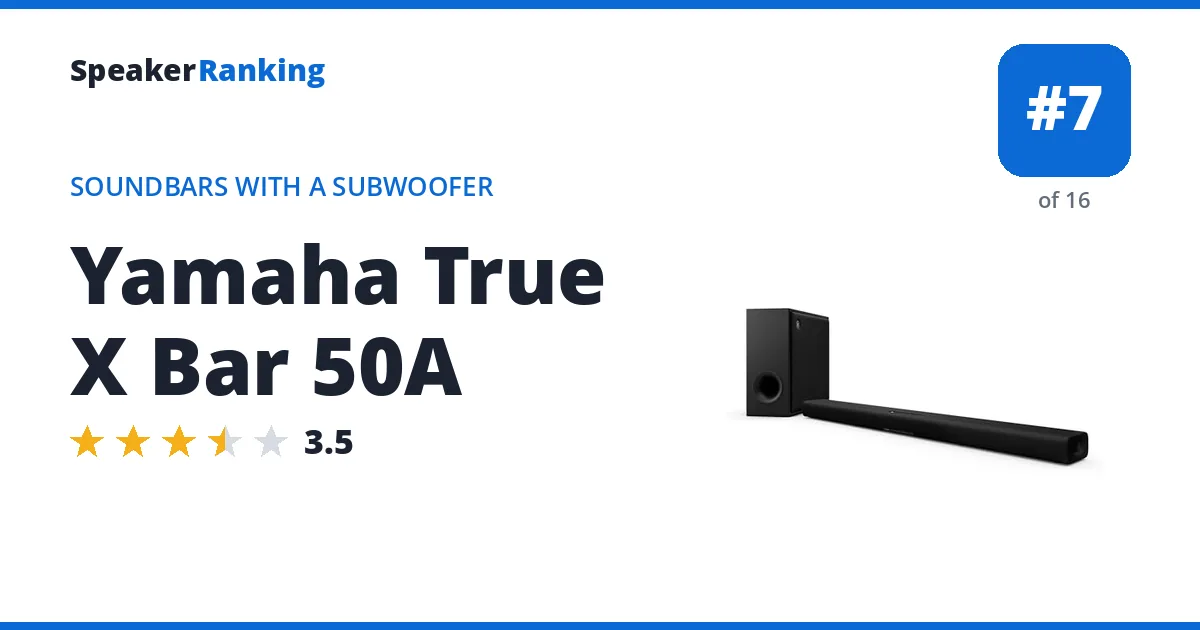 Yamaha True X Bar 50A · Editor's rating 3.5/5, ranked #7 of 16 Soundbars With a Subwoofer