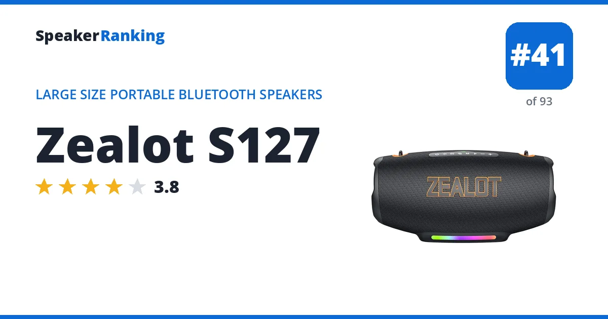 Zealot S127 - ranked #41 of 93 Large Size Portable Bluetooth Speakers · Editor's rating 3.8/5