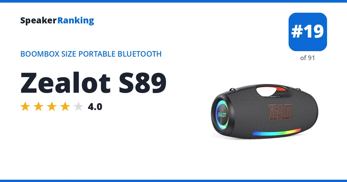 Zealot S89 - ranked #19 of 91 Boombox Size Portable Bluetooth Speakers · Editor's rating 4/5