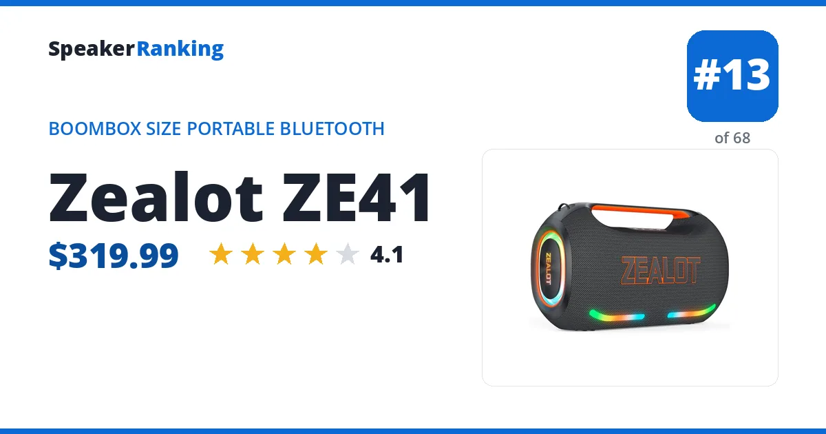 Zealot ZE41 - ranked #13 of 68 Boombox Size Portable Bluetooth Speakers · Editor's rating 4.1/5