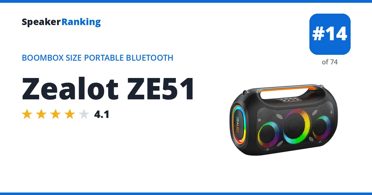 Zealot ZE51 - ranked #14 of 74 Boombox Size Portable Bluetooth Speakers · Editor's rating 4.1/5