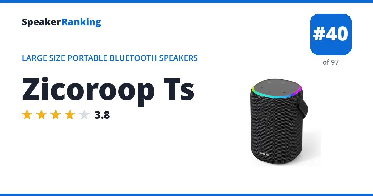 Zicoroop Ts - ranked #40 of 97 Large Size Portable Bluetooth Speakers · Editor's rating 3.8/5