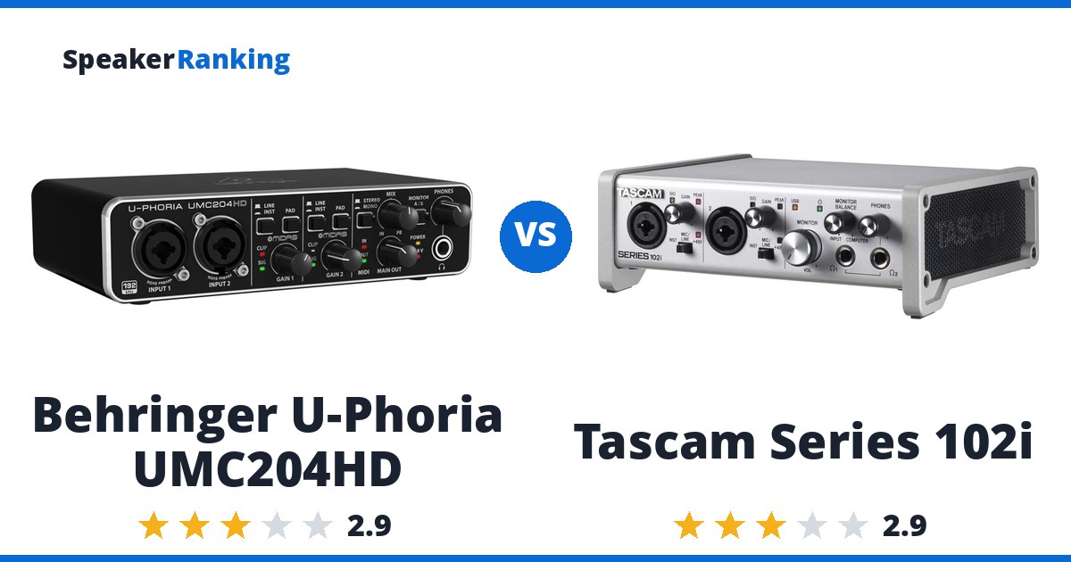 Behringer U-Phoria UMC204HD vs Tascam Series 102i