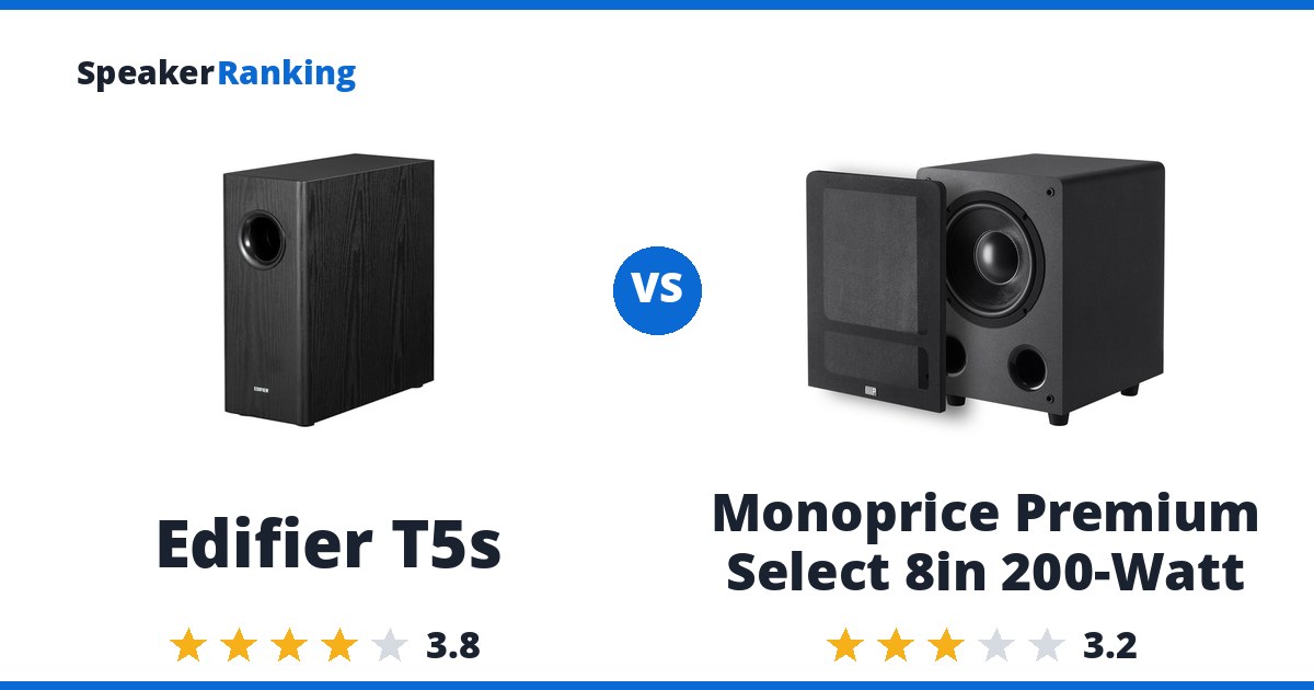 Edifier T5s vs Monoprice Premium Select 8in 200-Watt