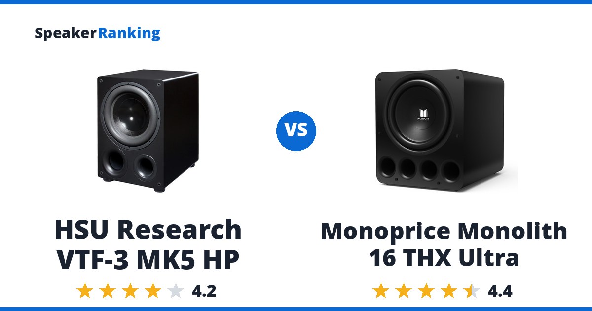 HSU Research VTF-3 MK5 HP vs Monoprice Monolith 16 THX Ultra