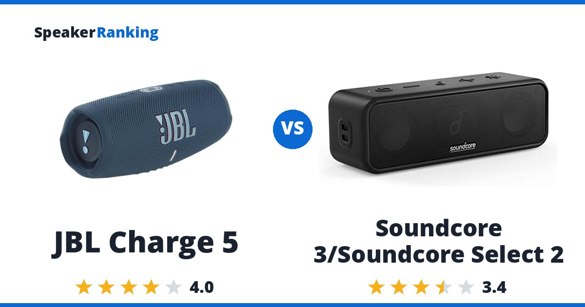 JBL Charge 5 vs Soundcore 3/Soundcore Select 2