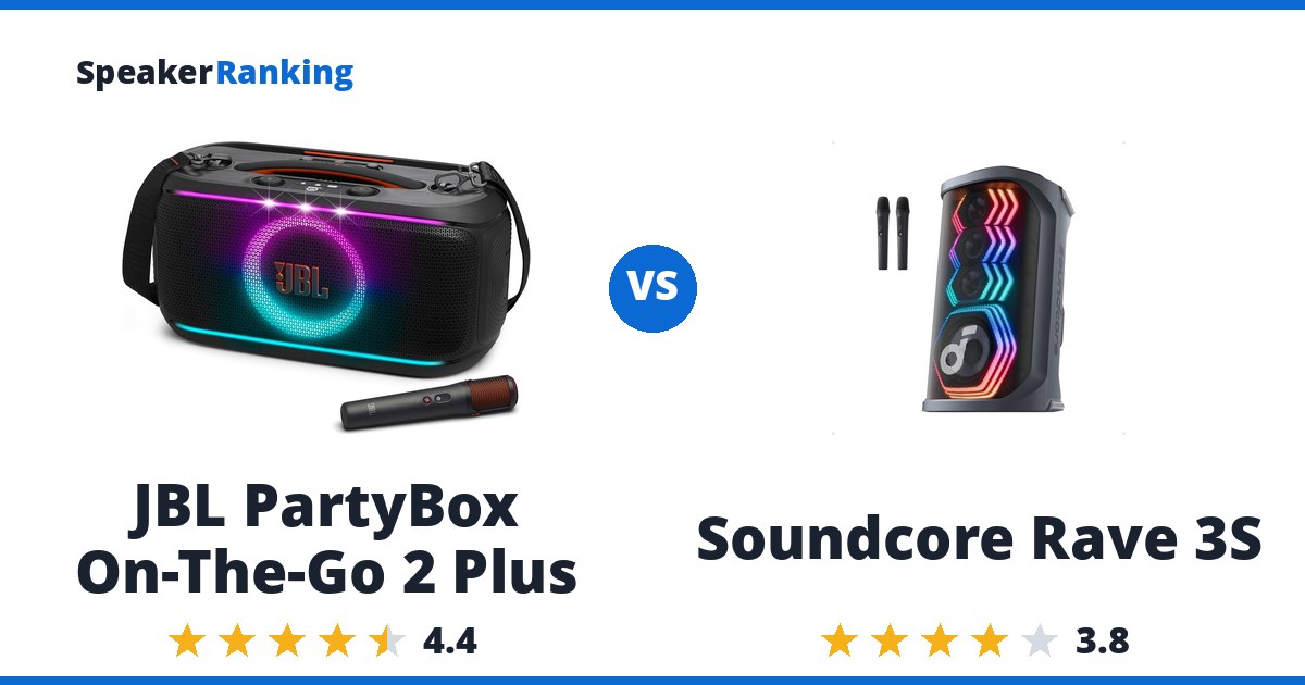 JBL PartyBox On-The-Go 2 Plus vs Soundcore Rave 3S