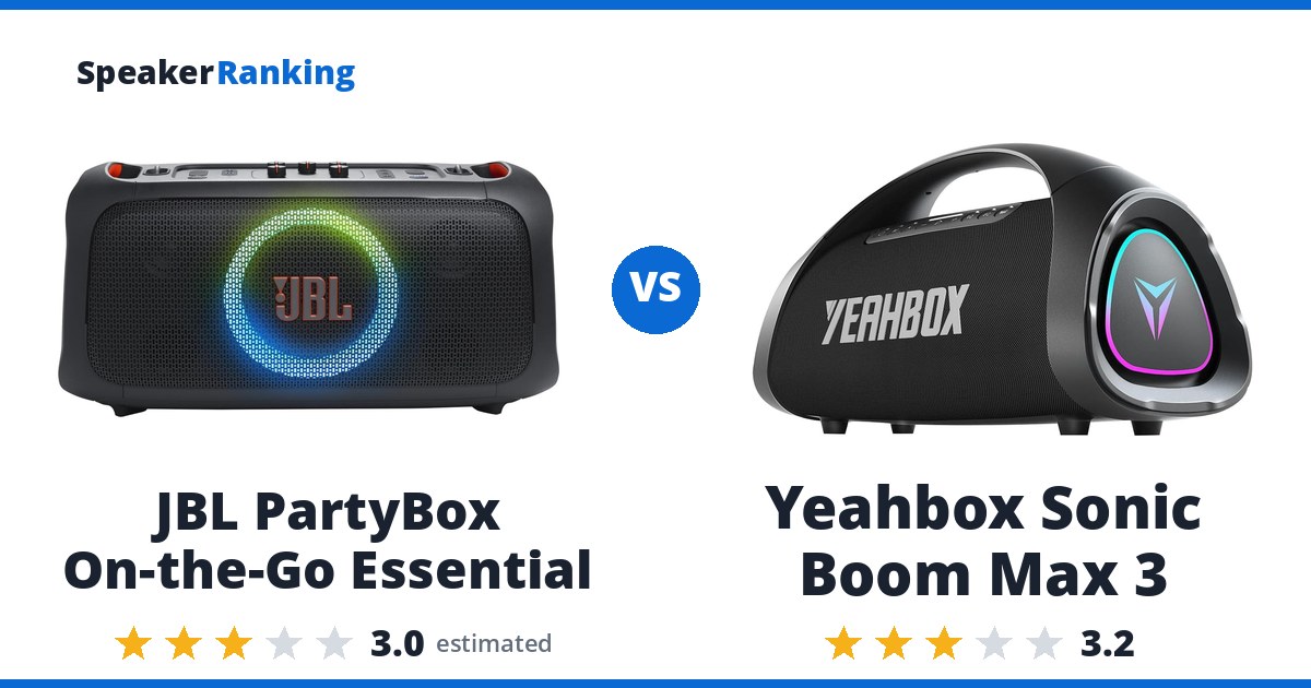 JBL PartyBox On-the-Go Essential vs Yeahbox Sonic Boom Max 3