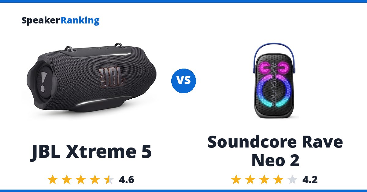 JBL Xtreme 5 vs Soundcore Rave Neo 2