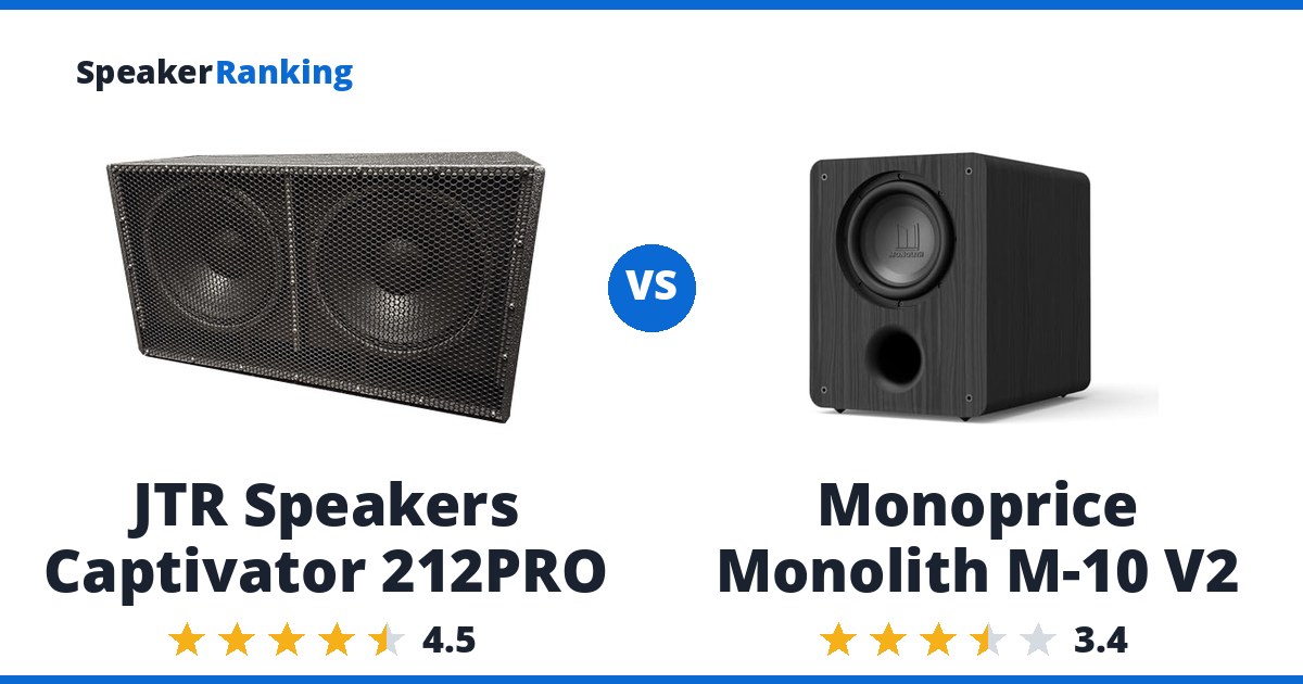 JTR Speakers Captivator 212PRO vs Monoprice Monolith M-10 V2