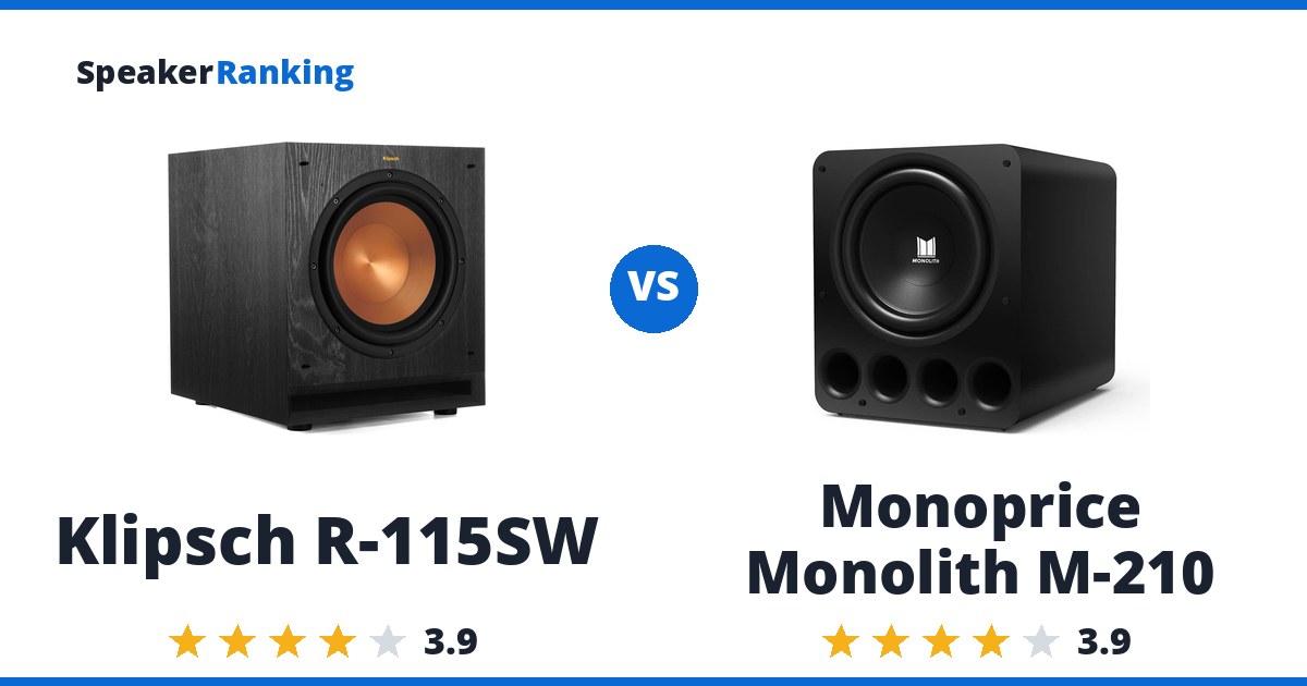 Klipsch R-115SW vs Monoprice Monolith M-210