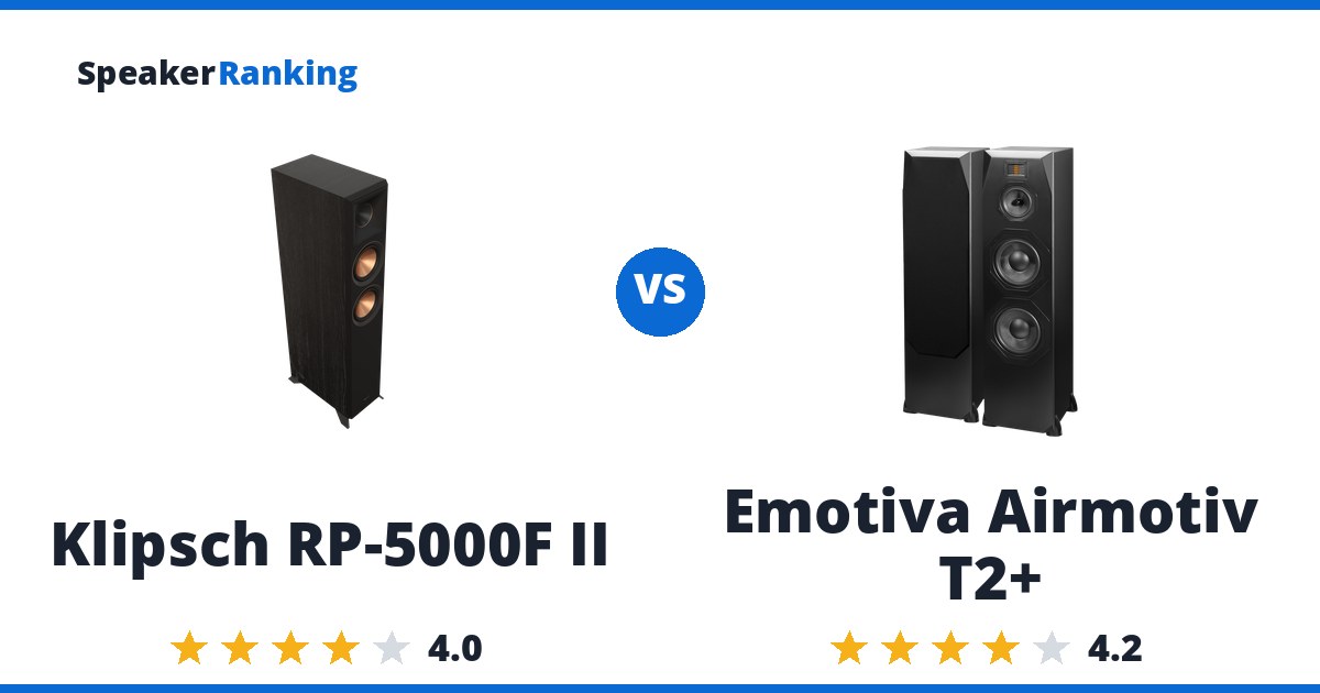 Klipsch RP-5000F II vs Emotiva Airmotiv T2+