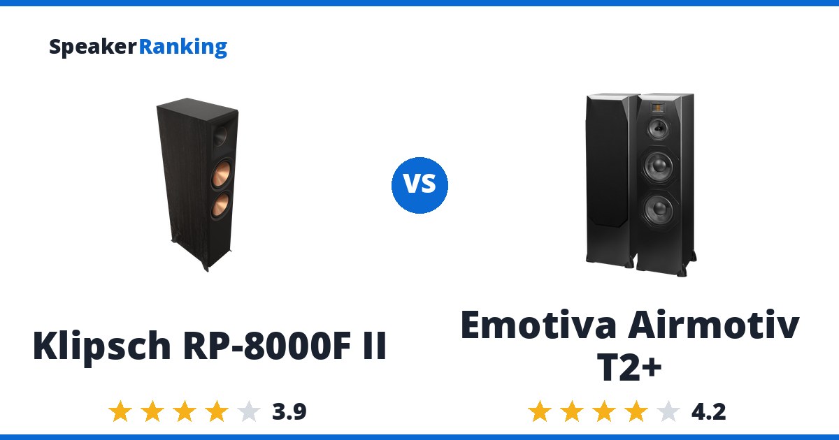 Klipsch RP-8000F II vs Emotiva Airmotiv T2+