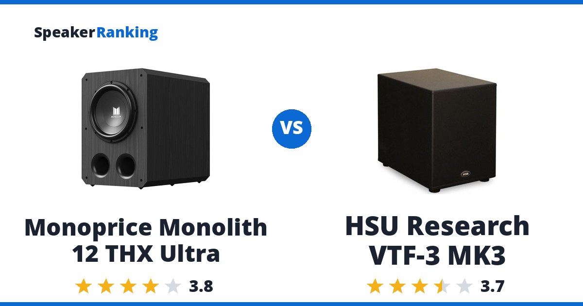 Monoprice Monolith 12 THX Ultra vs HSU Research VTF-3 MK3