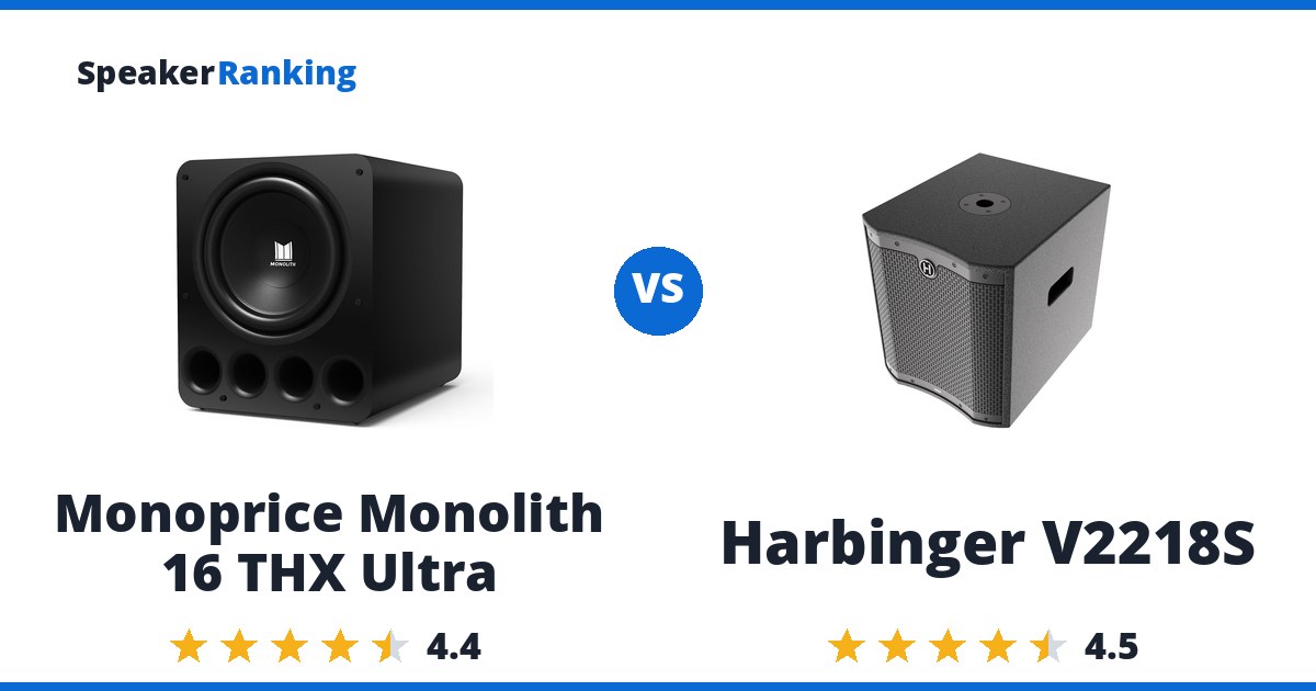 Monoprice Monolith 16 THX Ultra vs Harbinger V2218S