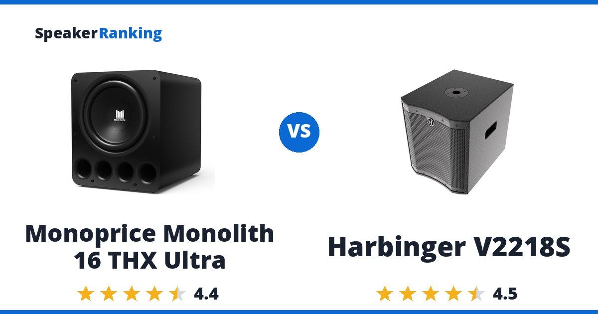 Monoprice Monolith 16 THX Ultra vs Harbinger V2218S