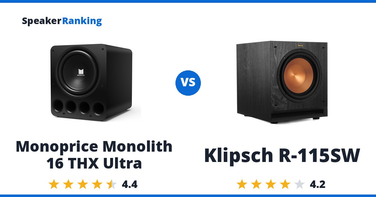 Monoprice Monolith 16 THX Ultra vs Klipsch R-115SW