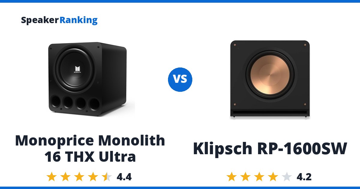 Monoprice Monolith 16 THX Ultra vs Klipsch RP-1600SW