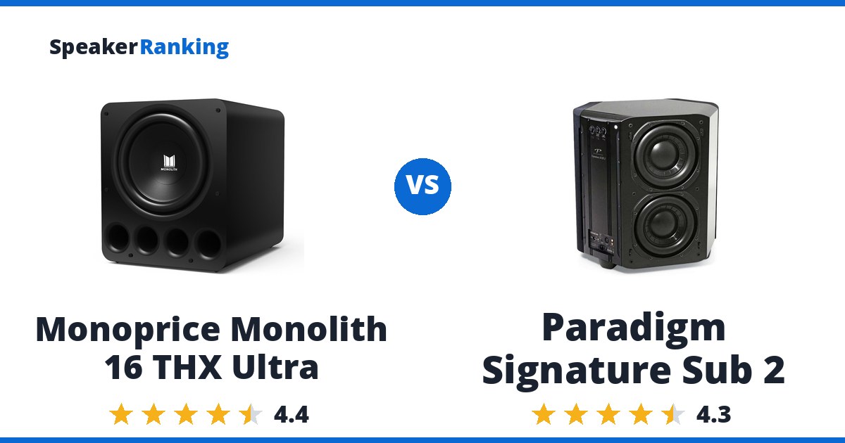 Monoprice Monolith 16 THX Ultra vs Paradigm Signature Sub 2