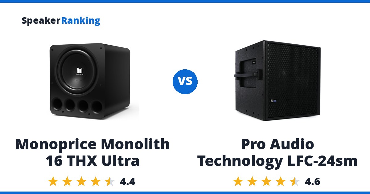 Monoprice Monolith 16 THX Ultra vs Pro Audio Technology LFC-24sm