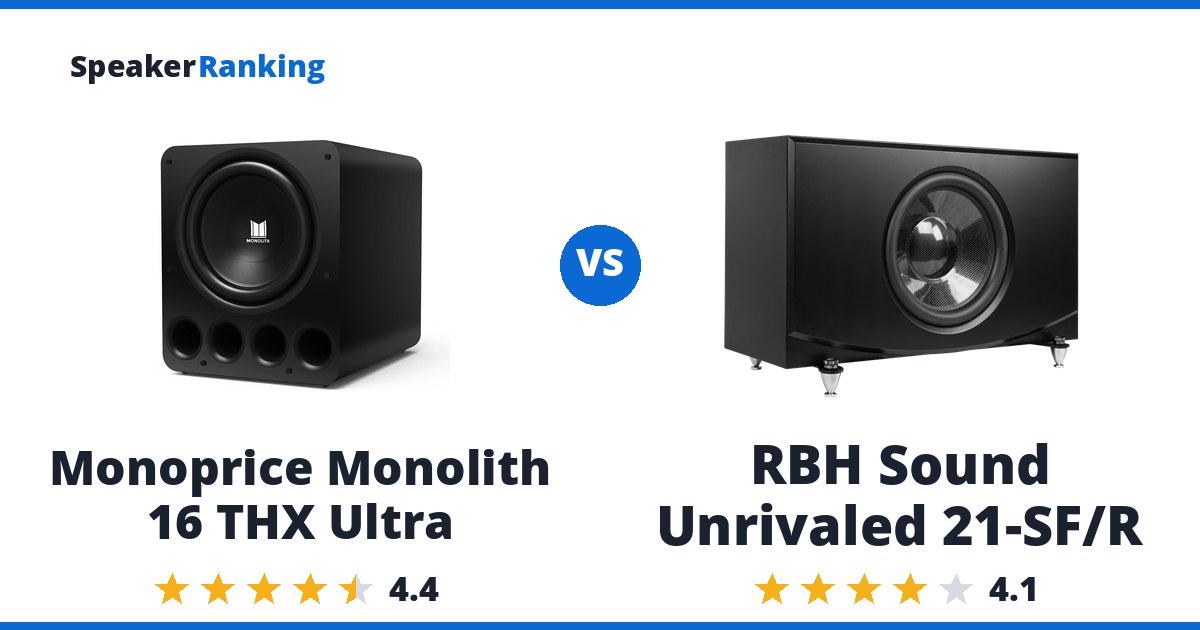 Monoprice Monolith 16 THX Ultra vs RBH Sound Unrivaled 21-SF/R