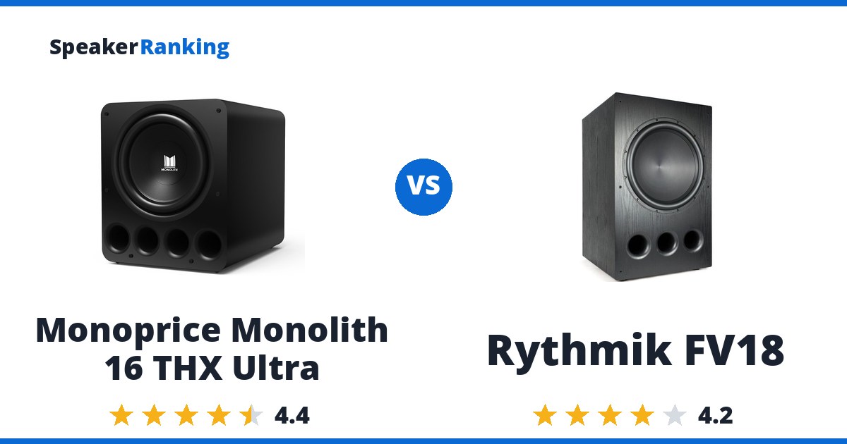 Monoprice Monolith 16 THX Ultra vs Rythmik FV18