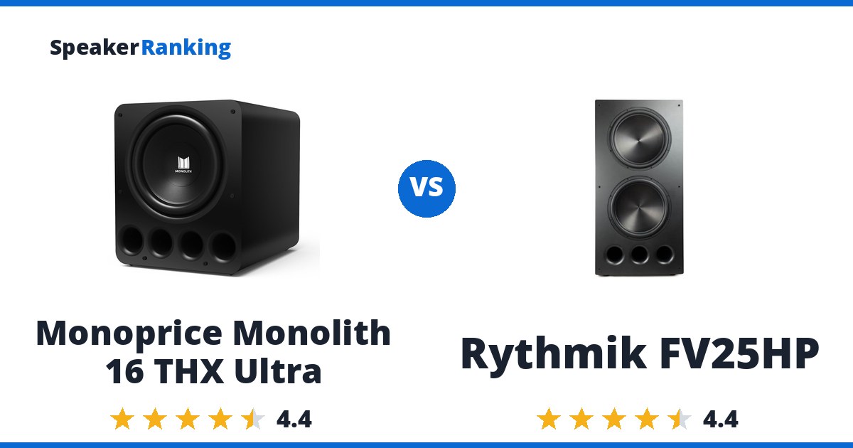 Monoprice Monolith 16 THX Ultra vs Rythmik FV25HP