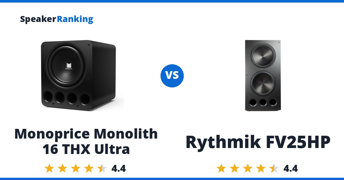 Monoprice Monolith 16 THX Ultra vs Rythmik FV25HP