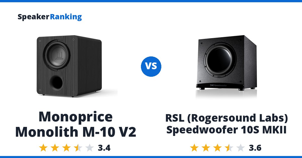 Monoprice Monolith M-10 V2 vs RSL (Rogersound Labs) Speedwoofer 10S MKII