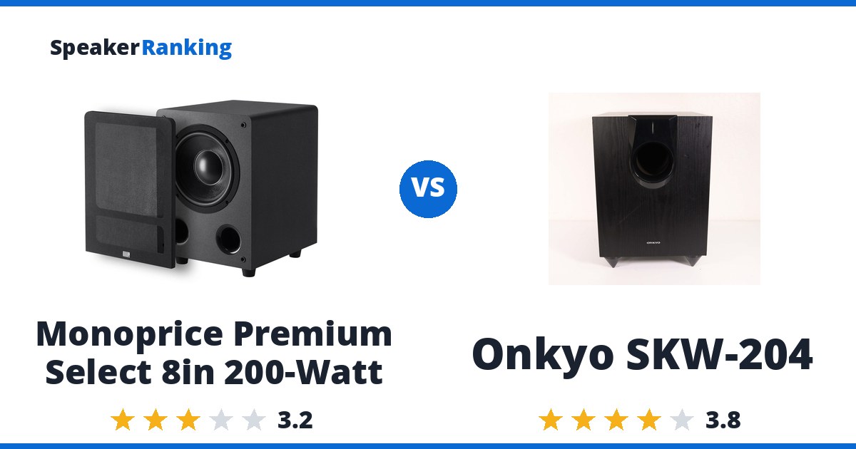 Monoprice Premium Select 8in 200-Watt vs Onkyo SKW-204