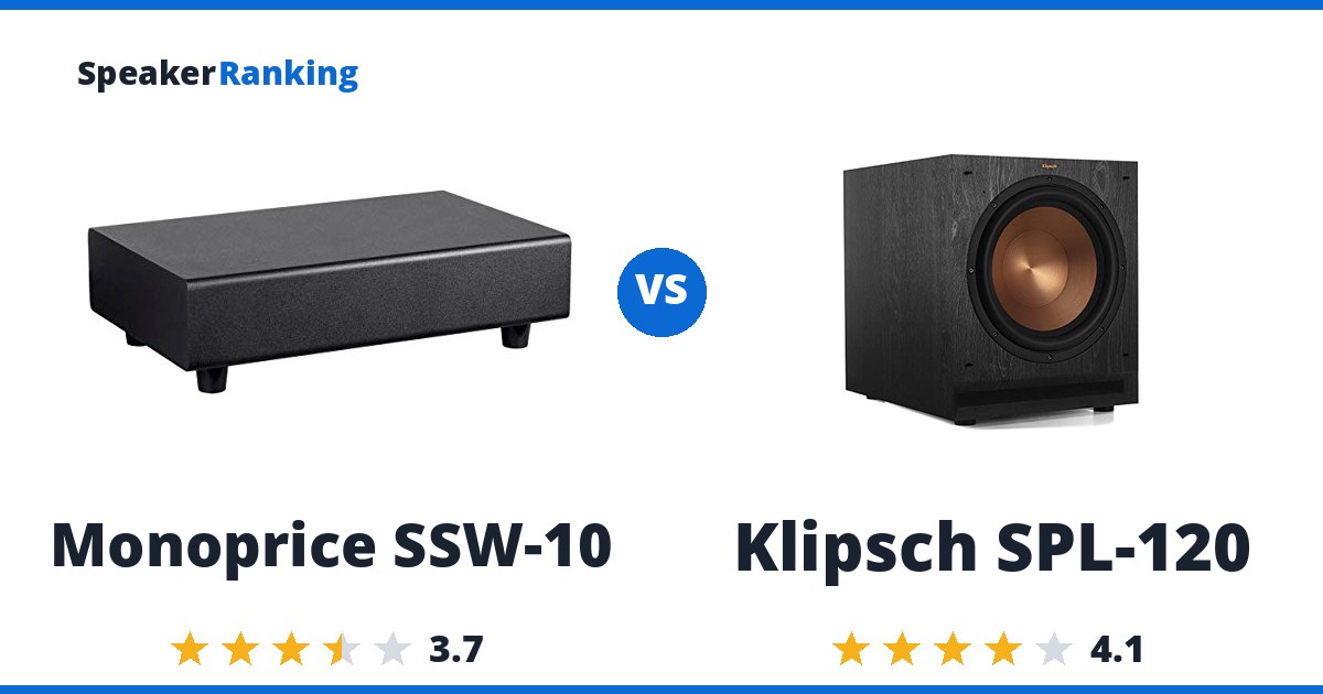 Monoprice SSW-10 vs Klipsch SPL-120