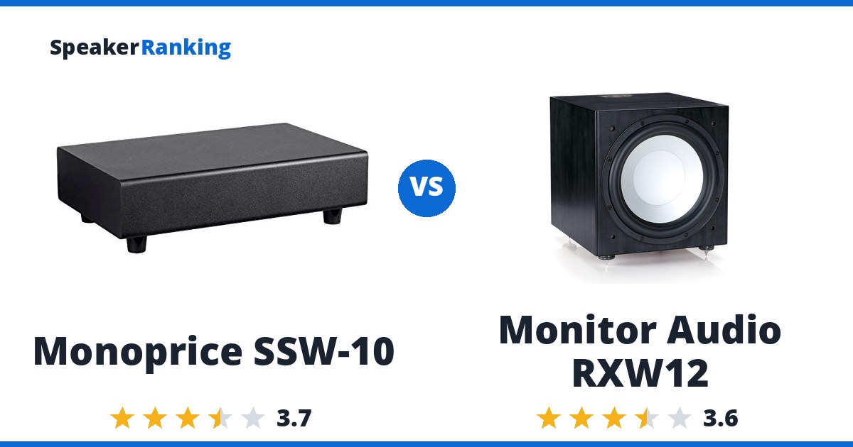 Monoprice SSW-10 vs Monitor Audio RXW12