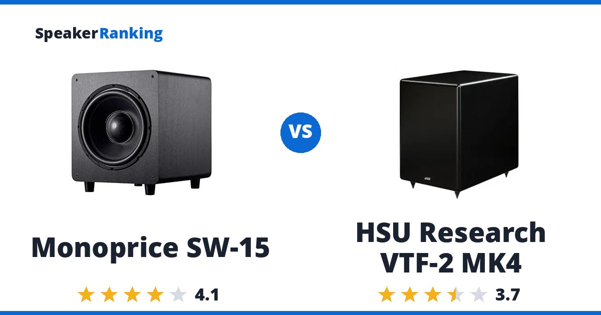Monoprice SW-15 vs HSU Research VTF-2 MK4