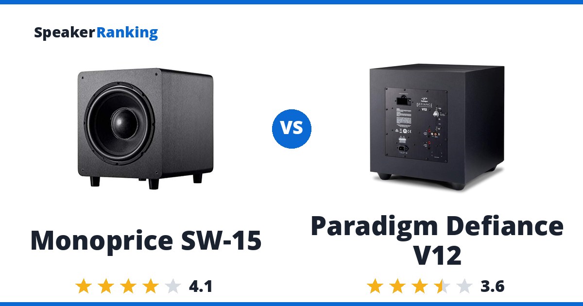 Monoprice SW-15 vs Paradigm Defiance V12