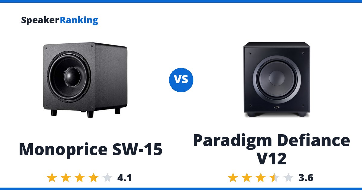 Monoprice SW-15 vs Paradigm Defiance V12