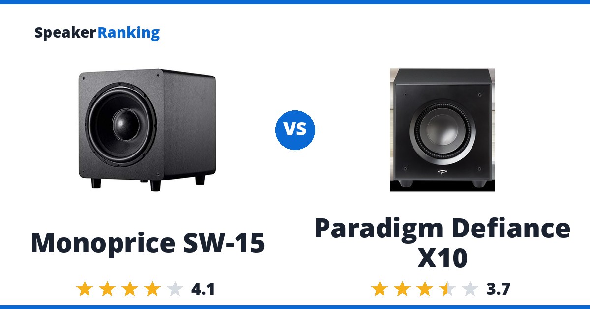 Monoprice SW-15 vs Paradigm Defiance X10