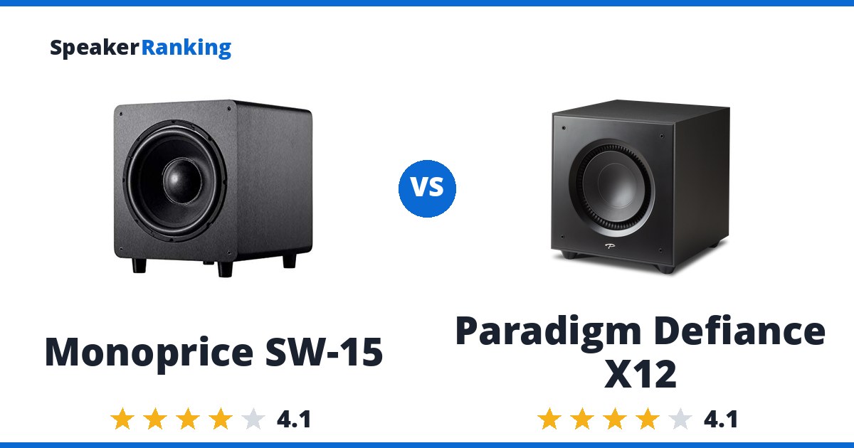 Monoprice SW-15 vs Paradigm Defiance X12