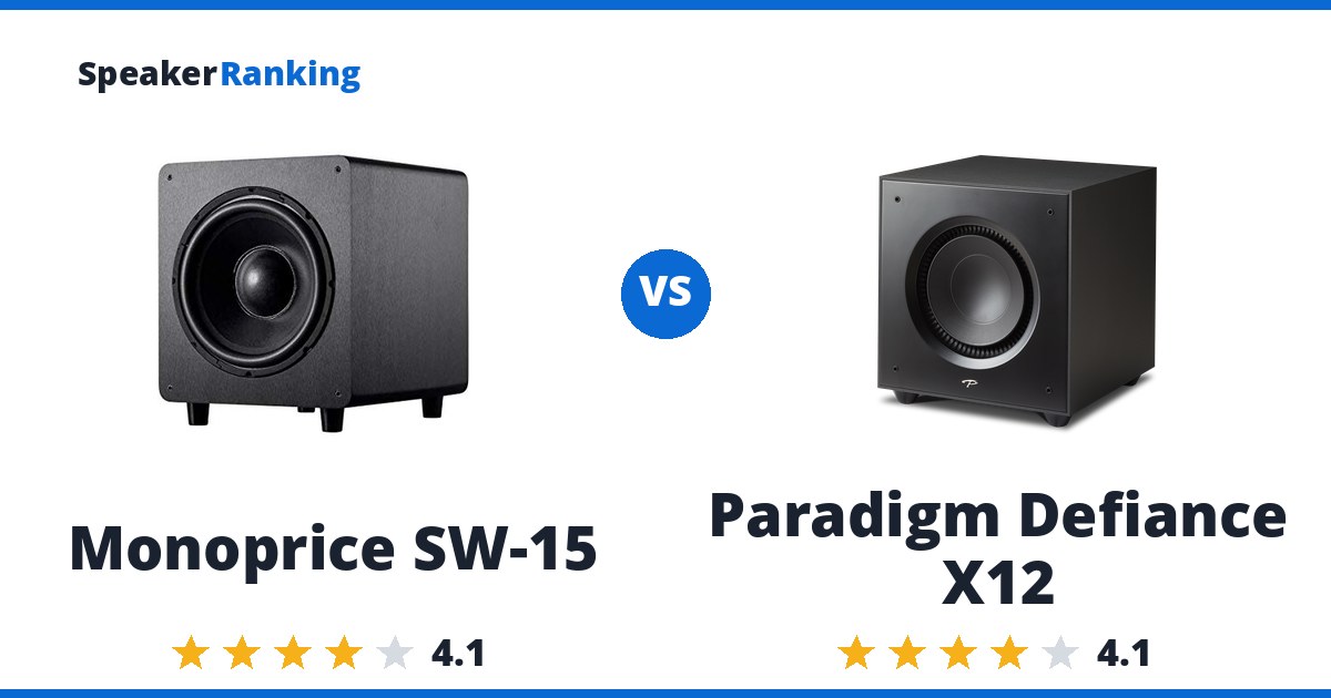 Monoprice SW-15 vs Paradigm Defiance X12