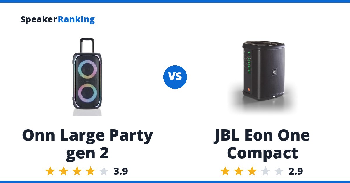 Onn Large Party gen 2 vs JBL Eon One Compact