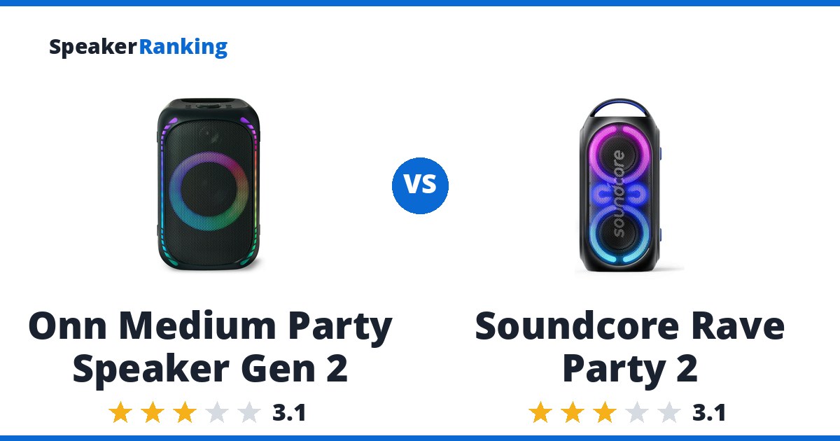 Onn Medium Party Speaker Gen 2 vs Soundcore Rave Party 2