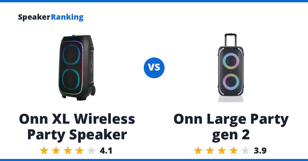Onn XL Wireless Party Speaker vs Onn Large Party gen 2