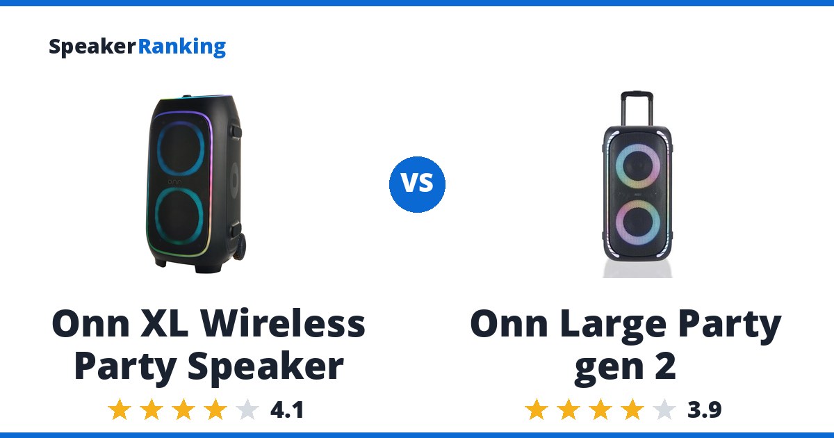 Onn XL Wireless Party Speaker vs Onn Large Party gen 2