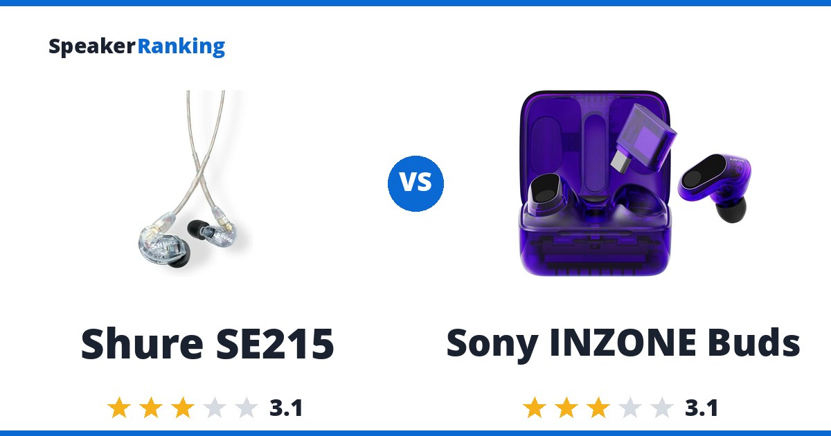Shure SE215 vs Sony INZONE Buds