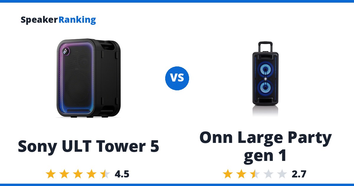 Sony ULT Tower 5 vs Onn Large Party gen 1