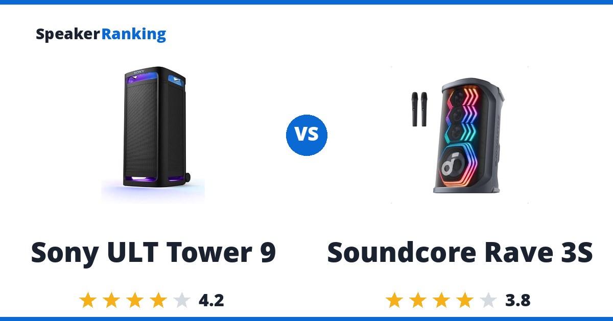 Sony ULT Tower 9 vs Soundcore Rave 3S
