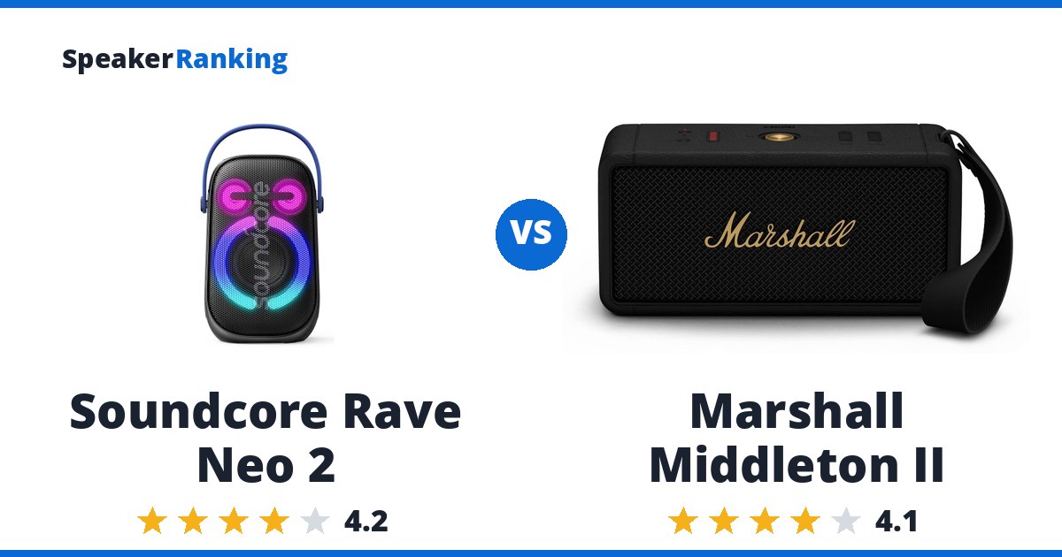 Soundcore Rave Neo 2 vs Marshall Middleton II