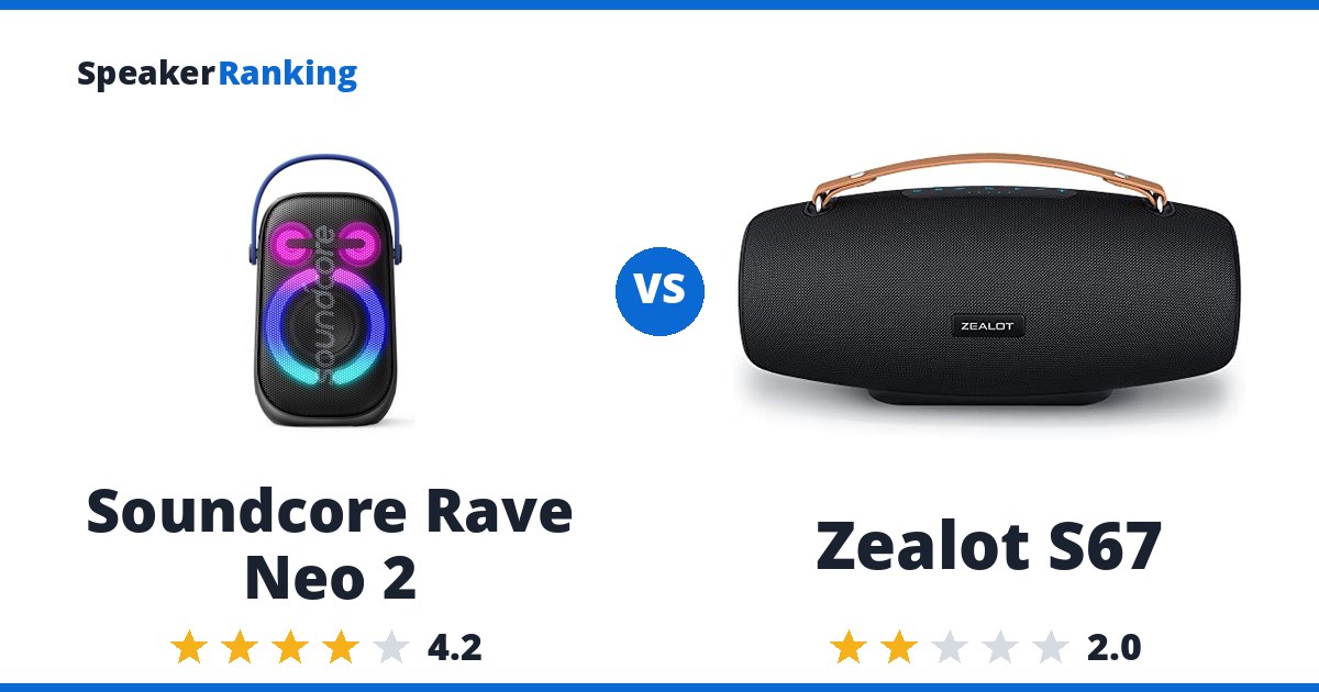Soundcore Rave Neo 2 vs Zealot S67